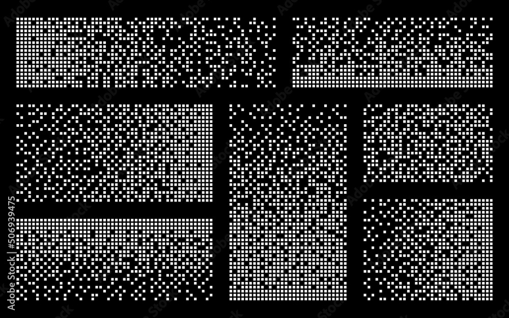 Poster disintegration collection. machine learning visualization concept. big data technology. flat halfton