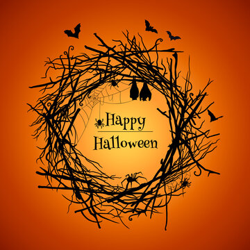 Halloween Background With Wreath 