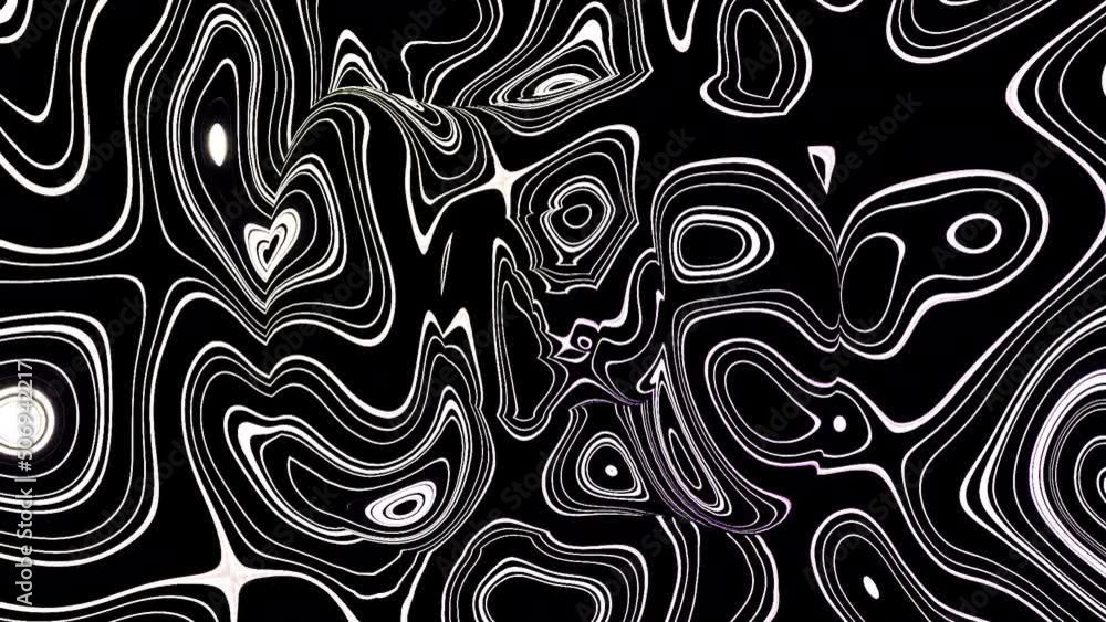 Poster psychedelic background with curved mirror lines. design. rotating background with pattern of curved 