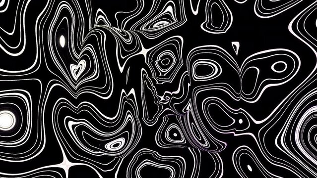 Psychedelic background with curved mirror lines. Design. Rotating background with pattern of curved lines. Distorted mirror pattern with curved lines