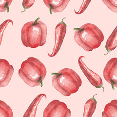 hand drawn watercolor illustration pattern of various vegetables