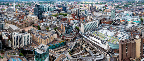 Aerial view of Birmingham cityscape skyline - obrazy, fototapety, plakaty