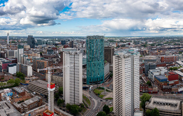 Fototapeta na wymiar Aerial view of Birmingham cityscape skyline