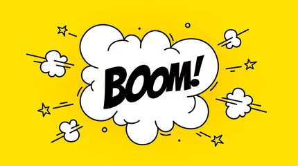 Foto auf Alu-Dibond Speech Bubble Boom. Banner, speech bubble, poster and sticker concept, geometric style with text Boom. Explosion design, speech bubble, message boom for banner, poster, web. Vector Illustration © foxysgraphic
