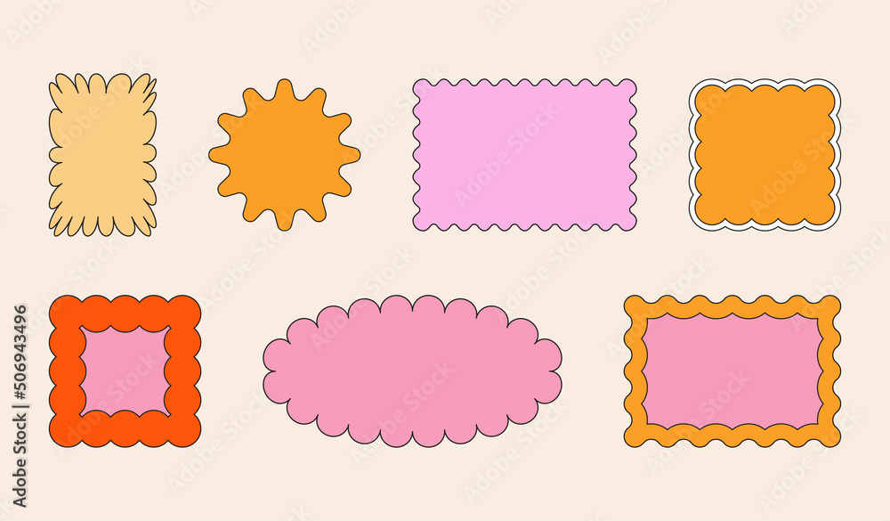 Poster Vector set of design elements, patches and stickers with copy space for text - abstract background elements for branding, packaging, prints and social media posts