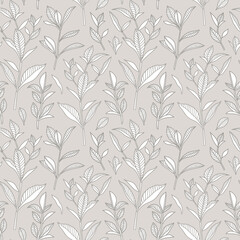Naklejka na ściany i meble Vector seamless pattern with branches and leaves. Spring, summer garden.