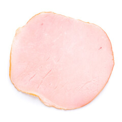Smoked ham fillet loin slice isolated on white background top view