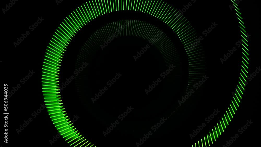 Poster dark background.design.green and white lines in animation that create different patterns