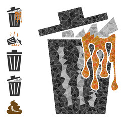 Vector lowpoly trash bucket icon illustration is combined from random filled triangles. Triangulated trash bucket polygonal symbol vector illustration.