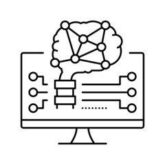 brain robot line icon vector illustration
