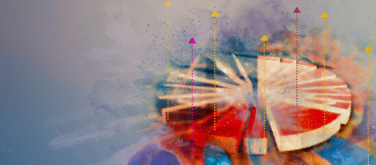 Concept of data analysis. Watercolor concept banner