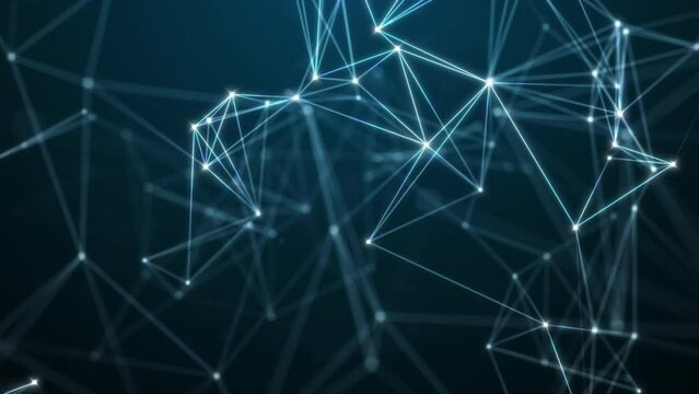 Abstract technology background from animated lines and dots. Looping seamless space geometrical backdrop