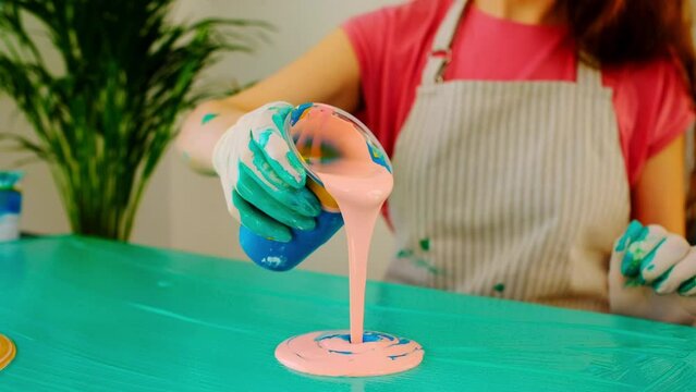 Fluid art painting. Background with liquid acrylic colors. 