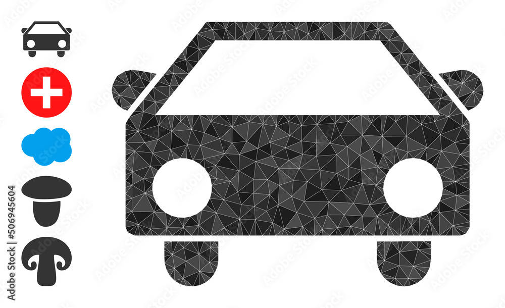 Aufkleber vector triangulated car icon image is designed of scattered filled triangle parts. triangulated car 