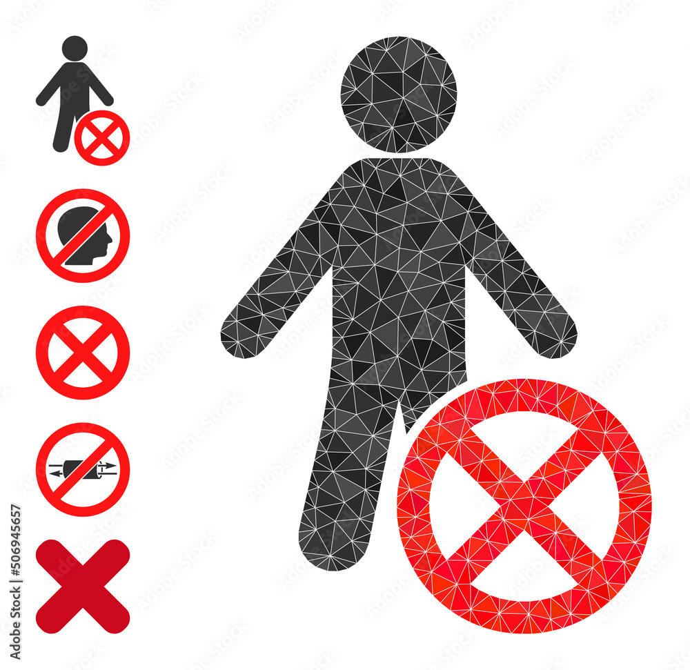 Poster vector lowpoly reject man icon illustration constructed with scattered filled triangle items. triang