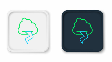 Line Storm icon isolated on white background. Cloud and lightning sign. Weather icon of storm. Colorful outline concept. Vector