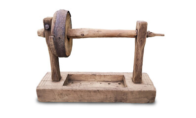 Ancient wooden spinning wheel