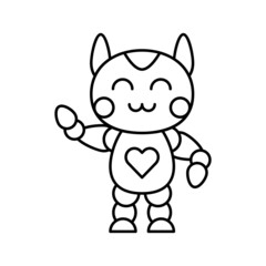cute robot line icon vector illustration