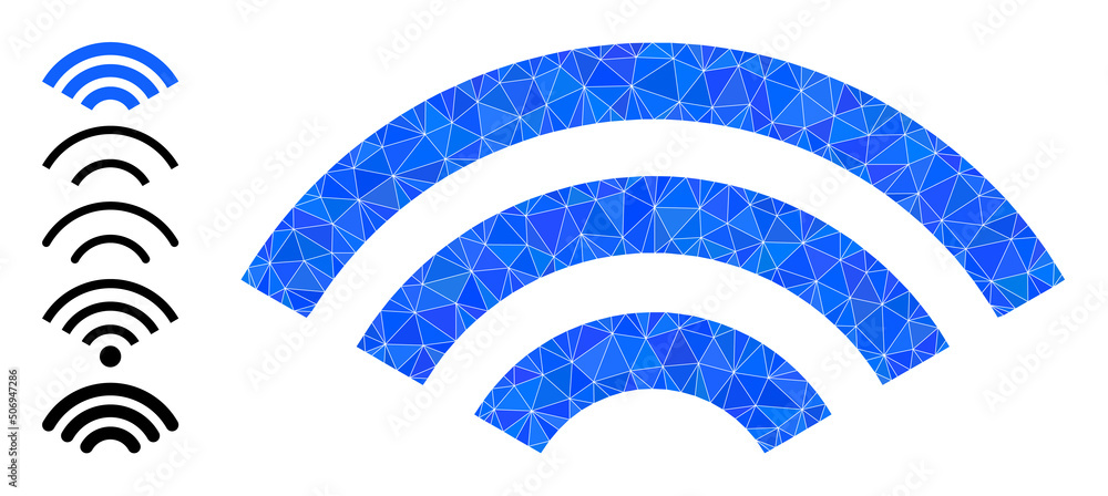 Aufkleber vector low-poly online signal icon illustration constructed of random filled triangle parts. triangl