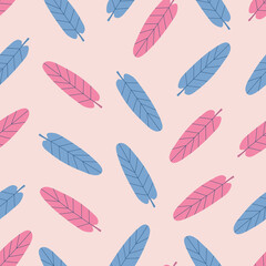 Banana leaves hand drawn vector illustration. Colorful tropical leaf in flat style. Foliage seamless pattern for kids fabric.