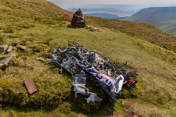 Wreckage of a Royal Canadian Air Force Wellington bomber (R1465) on a remote Welsh hillside