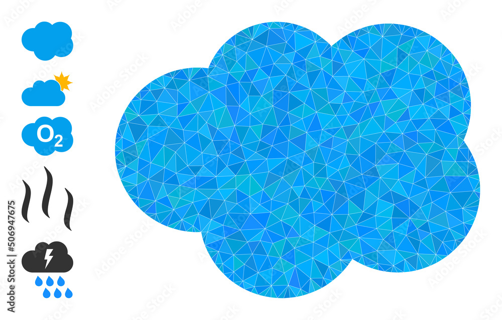 Aufkleber vector triangulated cloud icon illustration is combined from random filled triangles. triangle cloud