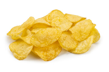 tasty potato chips isolated on white background