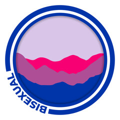 Bisexual flag with mountain pattern. Hills with pride colors