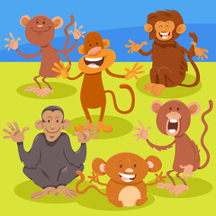 funny cartoon monkeys animal characters group