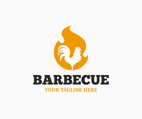 Chicken Barbeque Logo Template. BBQ Chicken Logo.