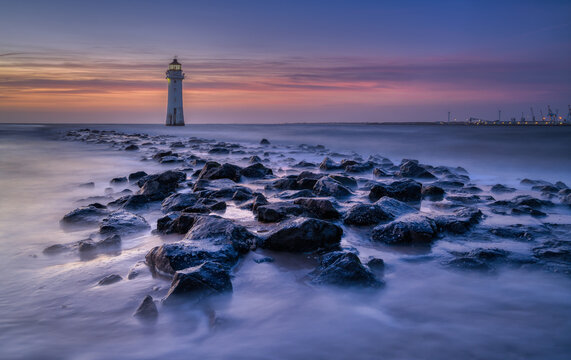 Perch Rock Lighthouse with rocks
