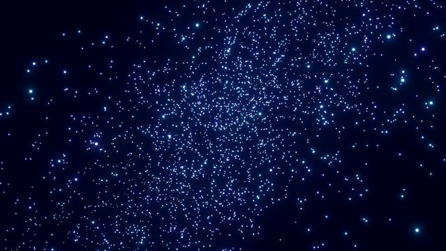 Cloud of glowing cosmic flow particles. Design. Lot of luminous particles are moving in cosmic stream. Cloud of stars or cosmic particles in space