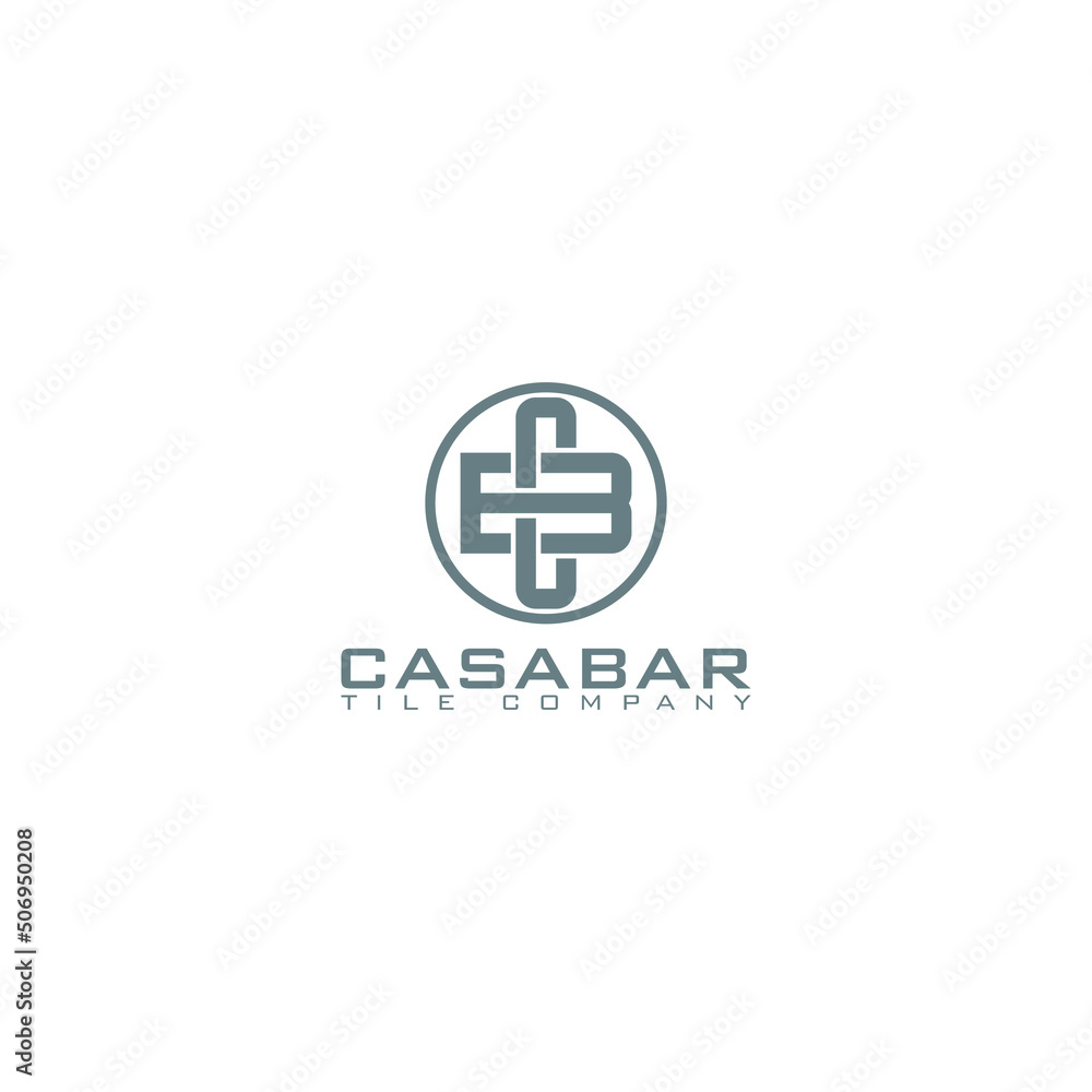 Aufkleber abstract initial letter c and b logo in grey color isolated in circle shape applied for tiles compan