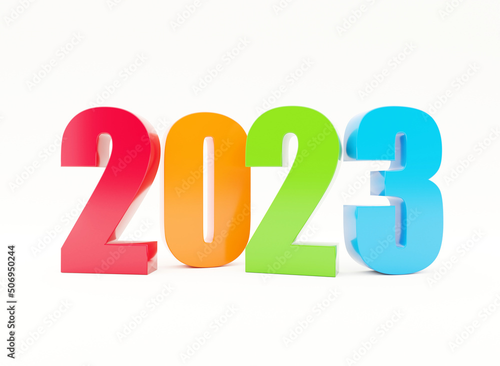 Wall mural 2023 colorful calendar background series 3d render