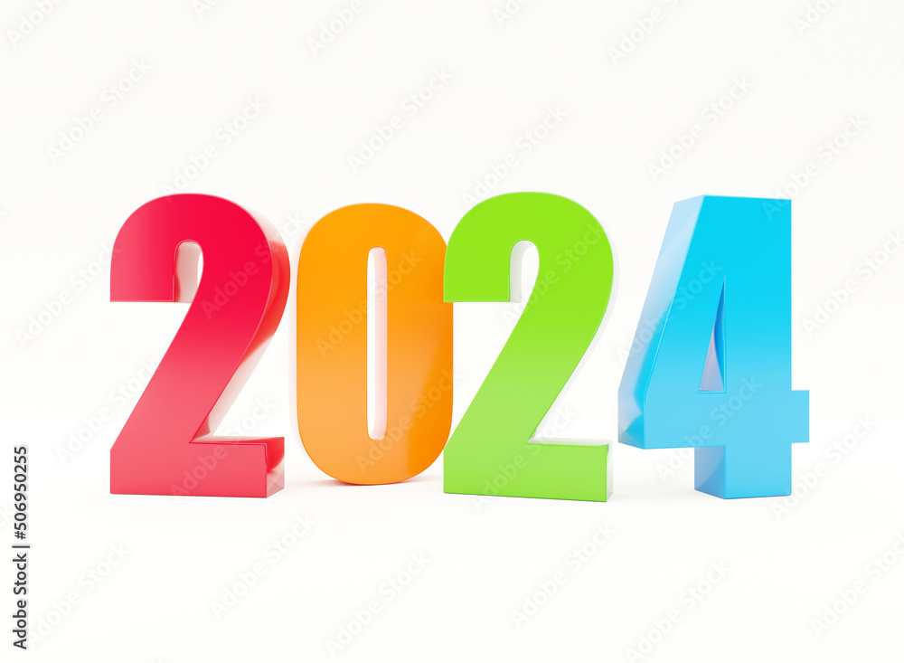 Wall mural 2024 colorful calendar background series 3d render