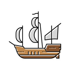 ship medieval color icon vector illustration