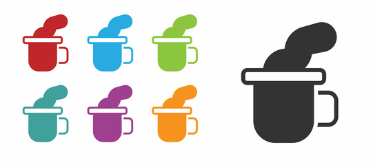 Black Cup of tea icon isolated on white background. Set icons colorful. Vector