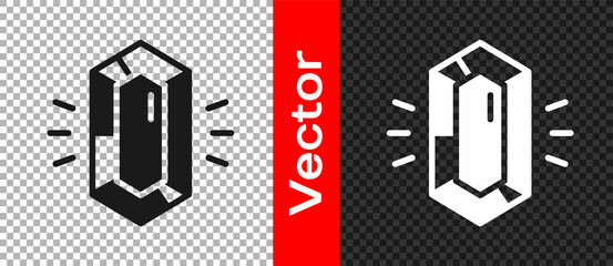 Black Gem stone icon isolated on transparent background. Jewelry symbol. Diamond. Vector