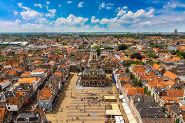 Obraz premium Panoramic view of Delft
