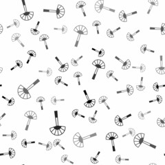 Black Egyptian fan icon isolated seamless pattern on white background. Vector