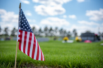 american flag on the grass