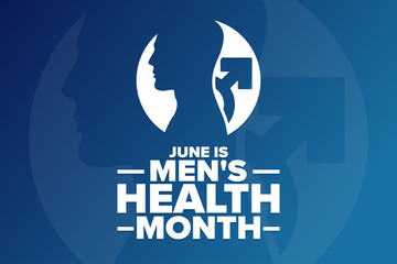 June is Men's Health Month. Holiday concept. Template for background, banner, card, poster with text inscription. Vector EPS10 illustration.