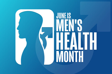June is Men's Health Month. Holiday concept. Template for background, banner, card, poster with text inscription. Vector EPS10 illustration.