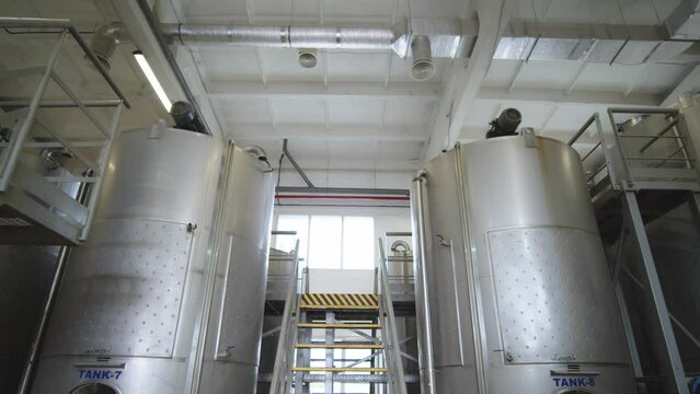 Rows Of Stainless Steel Tanks 