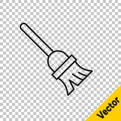 Black line Mop icon isolated on transparent background. Cleaning service concept. Vector