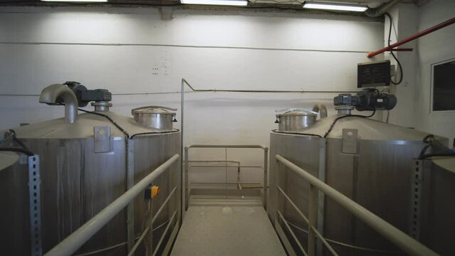 Production Tanks, Rows of Storages At Food Factory