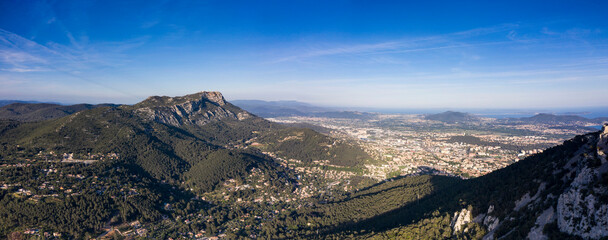 Panoramic landscape of mountainous countryside in South France