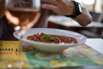 Belgian meat stew seasoned with salt