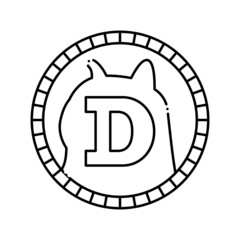Fototapeta na wymiar dogecoin cryptocurrency coin line icon vector illustration
