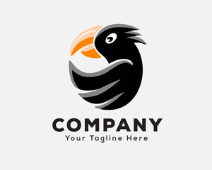 abstract flying black silhouette parrot macaw cockatoo animal bird logo icon symbol illustration © ShiipArts